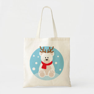 Polar Bear Christmas Reindeer Yule Winter Snow Tote Bag