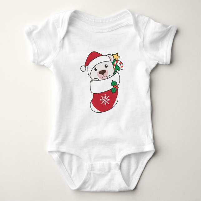 Polar Bear Christmas Snow Winter Animals Polar Baby Bodysuit (Front)