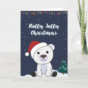 Polar Bear Christmas Snow Winter Animals Polar Hol Holiday Card