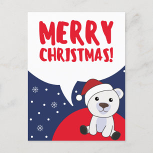 Polar Bear Christmas Snow Winter Animals Polar Hol Holiday Postcard