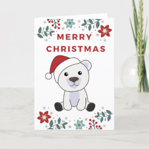 Polar Bear Christmas Snow Winter Animals Polar Holiday Card