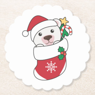 Polar Bear Christmas Snow Winter Animals Polar Paper Coaster