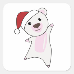 Polar Bear Christmas Snow Winter Animals Polar Square Sticker