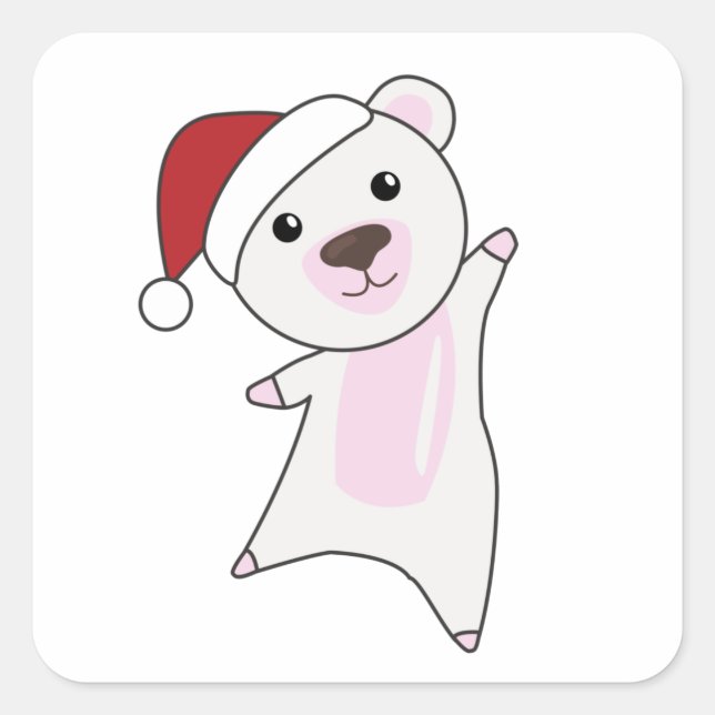 Polar Bear Christmas Snow Winter Animals Polar Square Sticker (Front)