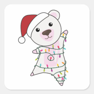 Polar Bear Christmas Snow Winter Animals Polar Square Sticker