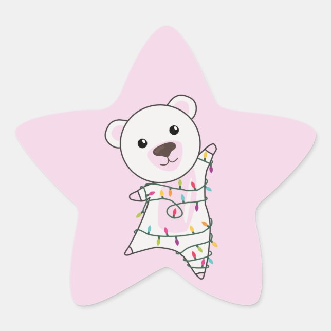 Polar Bear Christmas Snow Winter Animals Polar Sta Star Sticker (Front)