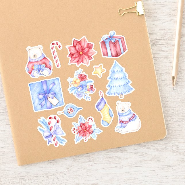 Polar Bear Christmas Stickers (Notebook)
