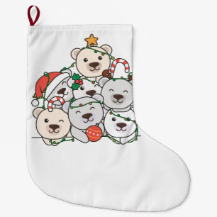 Polar Bear Christmas Tree Funny Animal Xmas Large Christmas Stocking