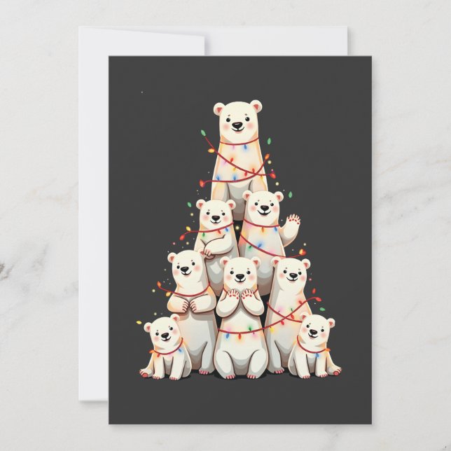 Polar Bear Christmas Tree Merry Christmas Xmas  Invitation (Front)