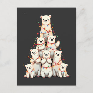 Polar Bear Christmas Tree Merry Christmas Xmas  Invitation Postcard
