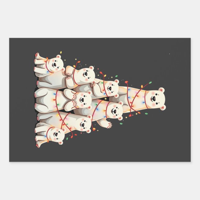 Polar Bear Christmas Tree Merry Christmas Xmas  Wrapping Paper Sheet (Front)