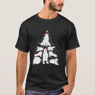 Polar Bear Christmas Tree Santa Hat Lights Holiday T-Shirt