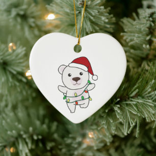 Polar Bear Christmas Winter Animals Polar Bears Ce Ceramic Ornament