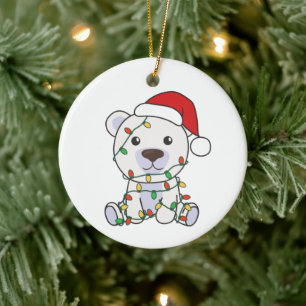 Polar Bear Christmas Winter Animals Polar Bears Ceramic Ornament