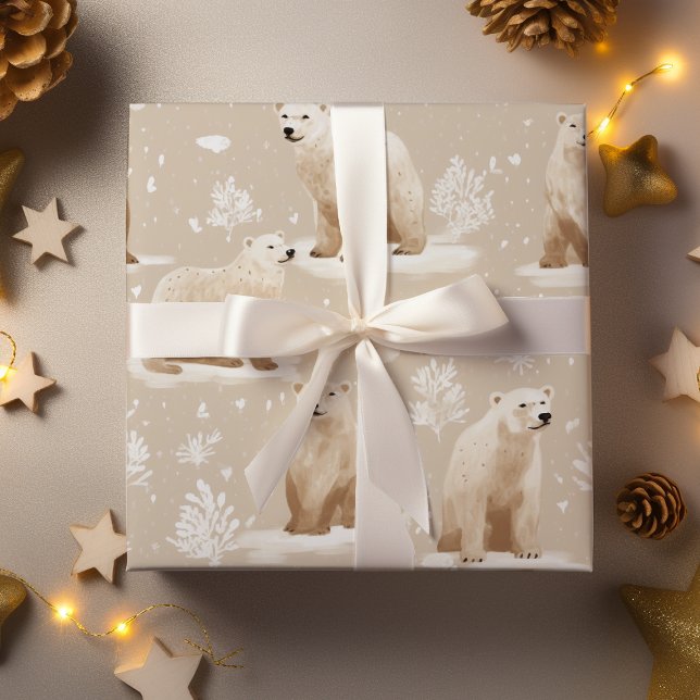 Polar Bear Christmas Winter  Wrapping Paper Sheet (Creator Uploaded)