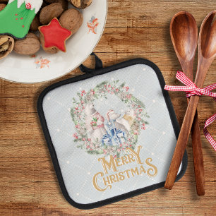 Polar Bear Christmas Wreath Pot Holder