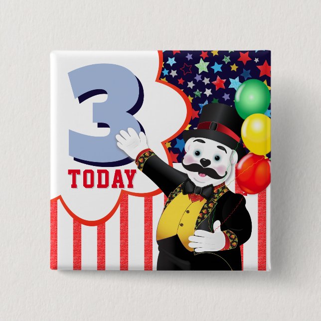 Polar Bear Circus Kids Birthday Party 15 Cm Square Badge (Front)