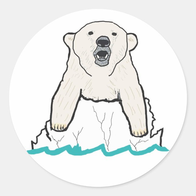 Polar Bear Classic Round Sticker (Front)