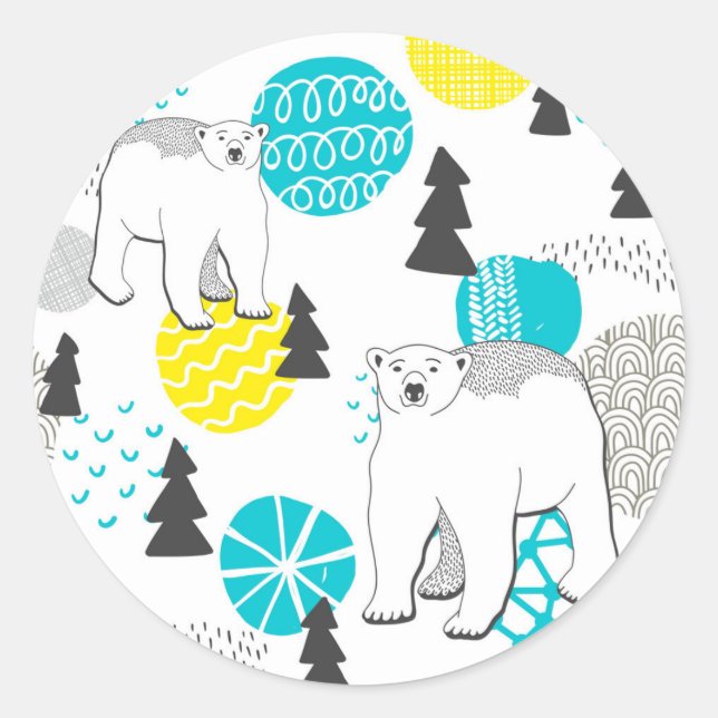 Polar bear classic round sticker (Front)