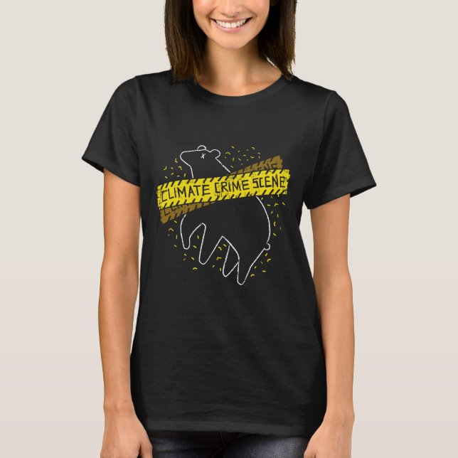 Polar Bear Climate Crime Scene T-Shirt (Front)