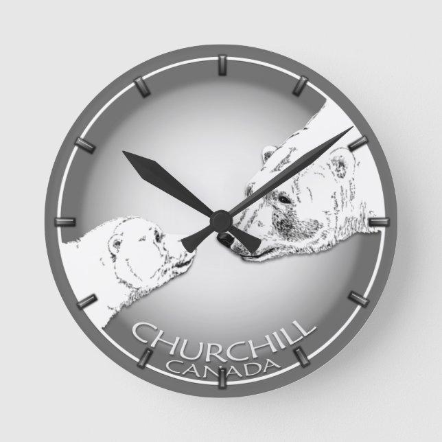 Polar Bear Clock Churchill Canada Bear Wall Clock (Front)