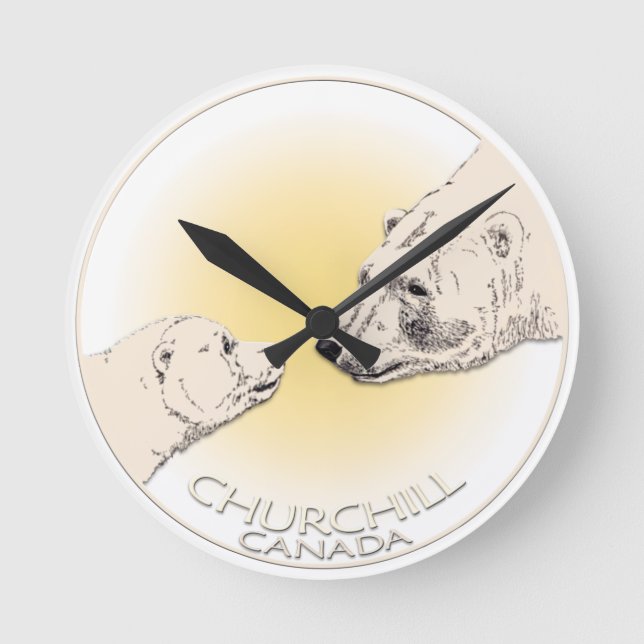 Polar Bear Clock Churchill Canada Bear Wall Clock (Front)
