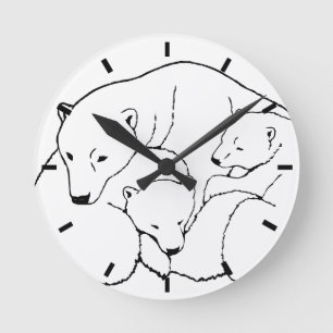 Polar Bear Clock Cool Cubs Bear Art Wall Clock
