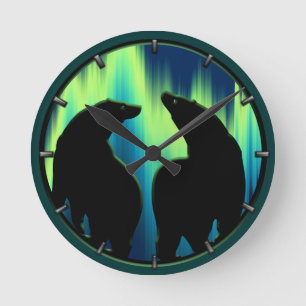 Polar Bear Clock Cool Native Bear Art Wall Clock