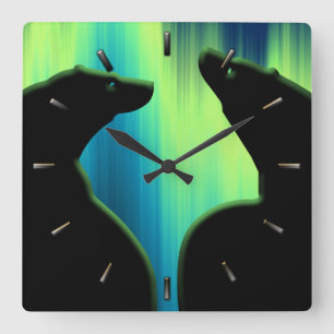 Polar Bear Clock Cool Native Bear Art Wall Clock