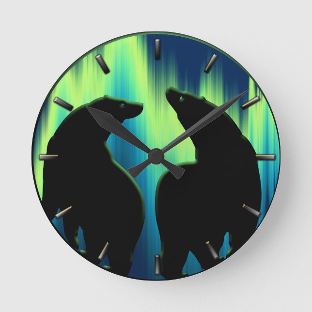 Polar Bear Clock Cool Native Bear Art Wall Clock (Front)