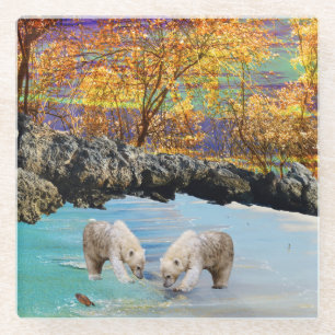 Polar Bear Clubs Fishing, Glass Coaster