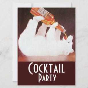 POLAR BEAR COCKTAIL PARTY ,white brown red Invitation