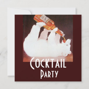 POLAR BEAR COCKTAIL PARTY ,white brown red Invitation