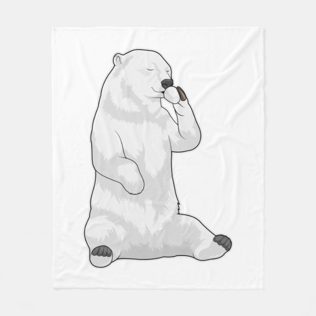 Polar bear Coffee Cup Fleece Blanket (Front)