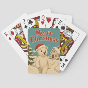 Polar Bear Cottage Path Animal Christmas Playing Cards