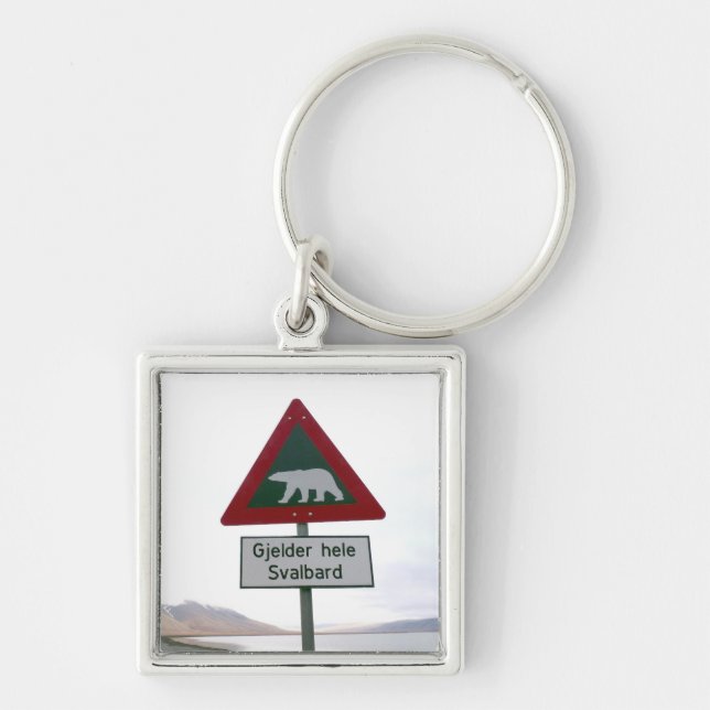 Polar bear crossing sign key ring (Front)