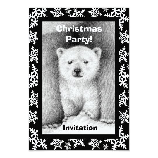 Polar Bear Cub Christmas Party Invitation