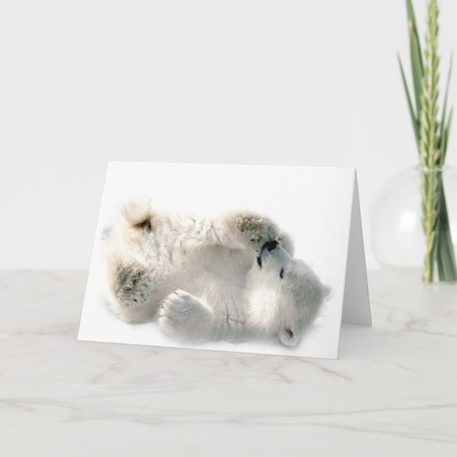Polar Bear Cub Cute Animal Arctic Frozen Winter Card (Front)