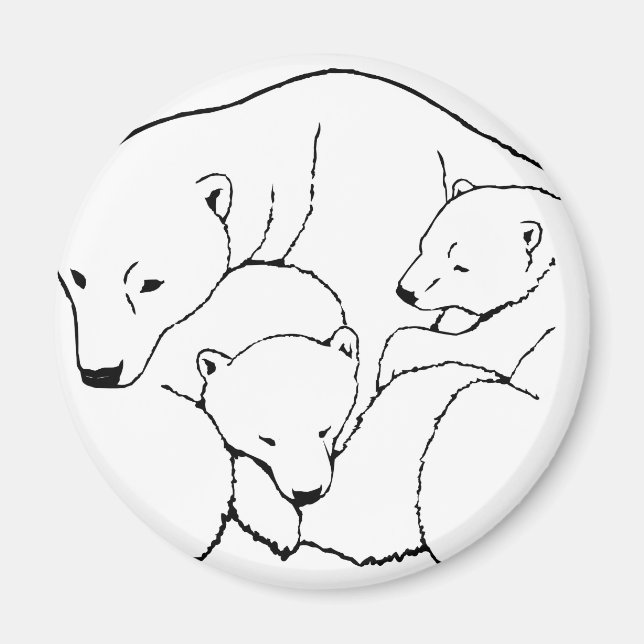 Polar Bear & Cub Fridge Magent Wildlife Art Gifts Magnet (Front)