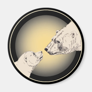 Polar Bear & Cub Fridge Magent Wildlife Art Gifts Magnet