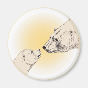 Polar Bear & Cub Fridge Magent Wildlife Art Gifts Magnet