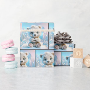 Polar Bear Cub Heart  Wrapping Paper