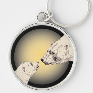 Polar Bear & Cub Key Chain Bear Art Keychain