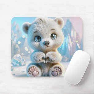 Polar Bear Cub Love Mouse Pad