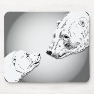 Polar Bear & Cub Mousepad Bear Art Mousepad