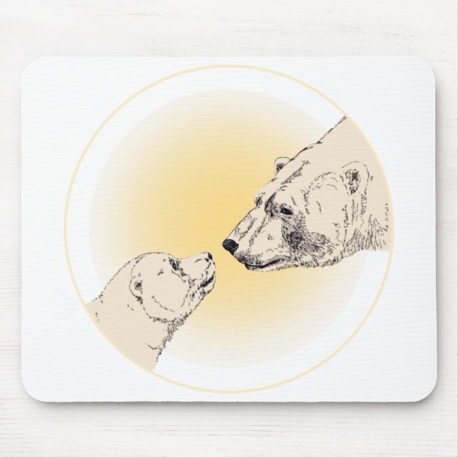 Polar Bear & Cub Mousepad Wildlife Art Mousepad (Front)