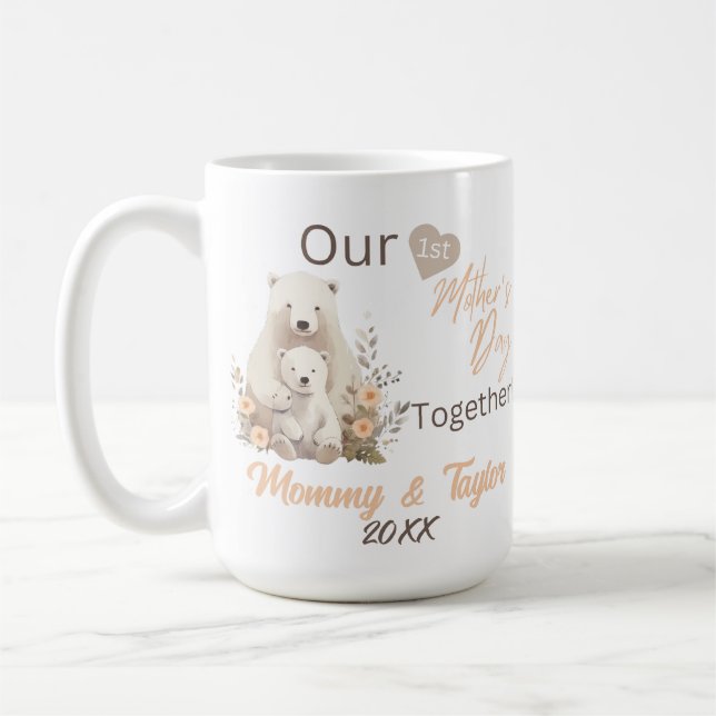 Polar bear & cub, Our First Mother's Day Together Coffee Mug (Left)