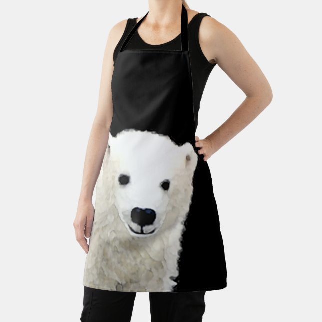 Polar Bear Cub Painting - Oiginal Wildlife Art Apron (Insitu)