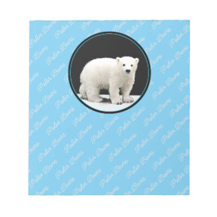 Polar Bear Cub Painting - Oiginal Wildlife Art Notepad