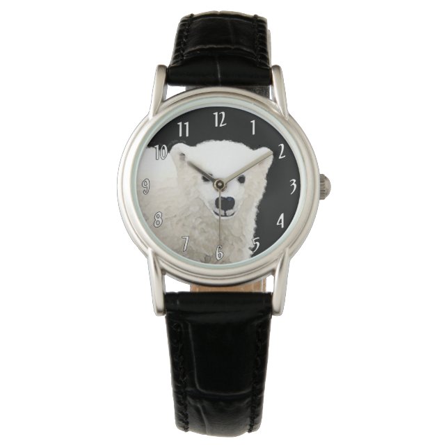 Polar Bear Cub Painting - Oiginal Wildlife Art Watch (Front)